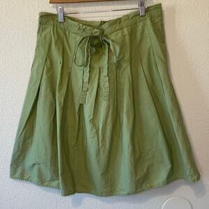BCBG Y2K Style Pleated A Line Paper Bag Tie Waist Short Army Green Skirt Medium